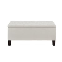 Transitional Storage Bench with Diamond Tufted Seat in Light Gray