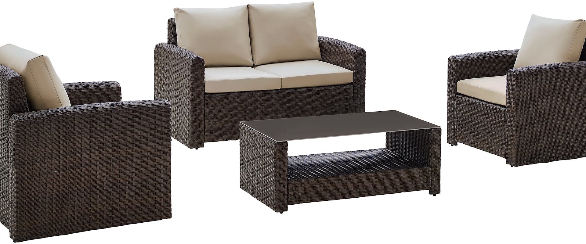 Transitional Brown 4 Piece Modern Weave Outdoor Set