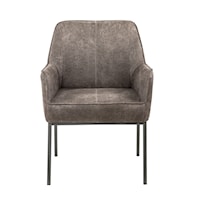 Upholstered Metal Leg Accent Chair in Warm Gray
