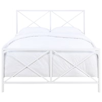All-In-One White High Gloss 'X' Patterned Queen Metal Bed
