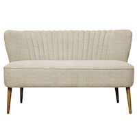 Mid-Century Modern Loveseat in Oatmeal Beige