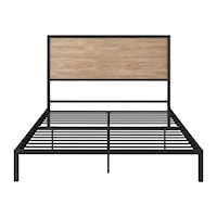 Modern Industrial Queen Platform Bed - Oak Finish