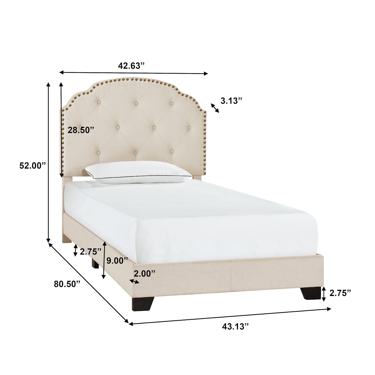 Accentrics Home Fashion Beds Twin Upholstered Bed