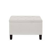Transitional Storage Bench with Diamond Tufted Seat in Light Gray