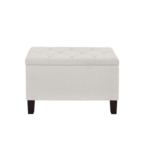 Transitional Storage Bench with Diamond Tufted Seat in Light Gray