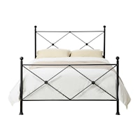 Industrial King Metal Poster Bed with X Accents in Iron Black