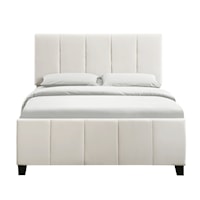 Contemporary King Modern Channel Bed in Ivory
