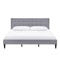 Grid Tufted Upholstered Super King Platform Bed in Gray