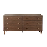 Mid Century Six Drawer Dresser in Walnut