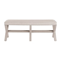 Transitional Beige Upholstered 'X' Base Bed Bench