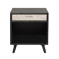 Rustic 1 Drawer Open Nightstand in Weathered Black and White