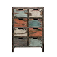 Tall 8 Drawer Apothecary Chest in Rustic Multicolor