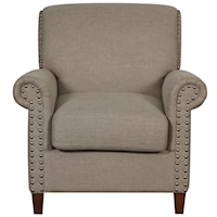 Traditional Roll Arm Accent Chair in Lunar Storm
