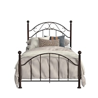 Industrial Scroll Metal Twin Bed in Brown, All-In-One