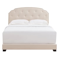 Transitional Tufted Nailhead Trimmed Queen Bed in Natural Beige