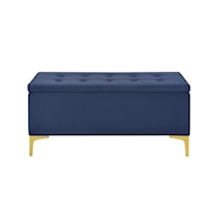 Transitional Storage Bench with Grid-Tufted Seat in Navy