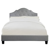 Transitional Tufted Upholstered Queen Bed in Mist Grey
