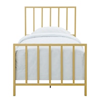 Contemporary Metallic Gold Slat Twin Metal Bed