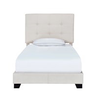 Transitional Button Tufted Twin Upholstered Bed in Light Gray