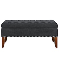 Transitional Tufted Storage Bed Bench in Charcoal Black