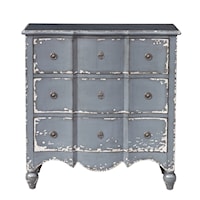 Traditional Heavily Distressed Hand Painted Light Blue Three Drawer Accent Storage Chest