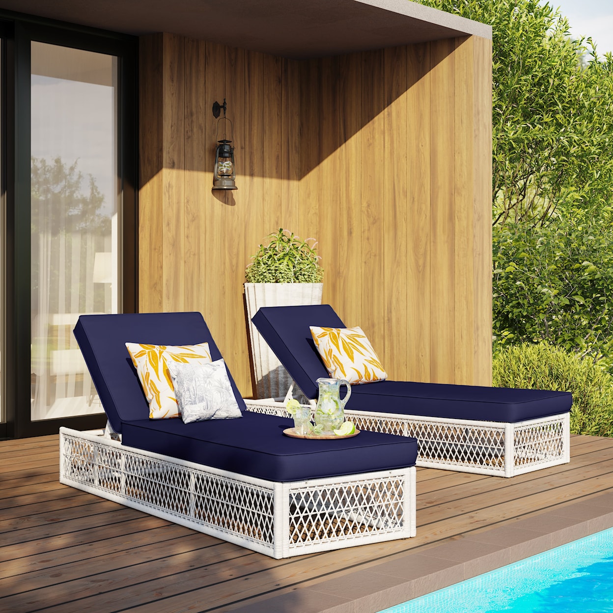 Accentrics Home Outdoor Simple Weave Chaise Lounge