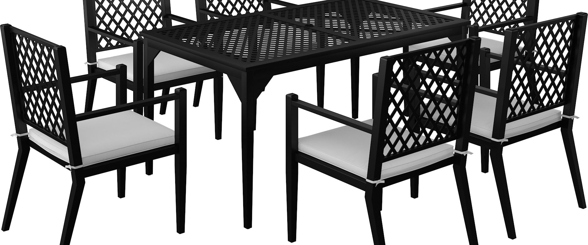 Metal Lattice Back Outdoor Dining Set