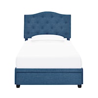 Transitional Twin Tufted Storage Bed in Denim