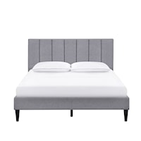 Vertically Channeled Upholstered Double Platform Bed in Gray