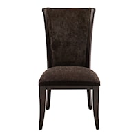 Leather and Fabric Dining Side Chair in Dark Charcoal Grey set of 2