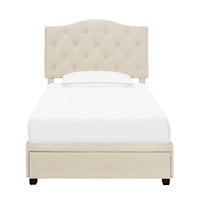 Transitional Twin Tufted Storage Bed in Linen