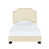 Transitional Clipped Corner Twin Upholstered Bed in Cream