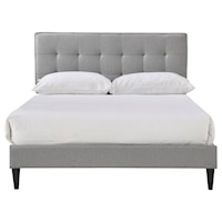 Transitional Grid Tufted Full-Sized Platform Bed in Gray