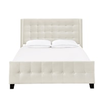 Contemporary Queen Modern Wing Bed in Ivory