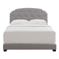 Transitional Tufted Nailhead Trimmed King Bed in Smoke Gray