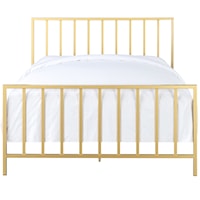 Contemporary Slat Style King Metal Bed in Brushed Gold