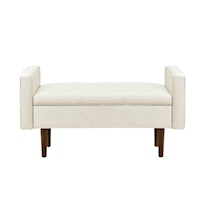 Mid Century Upholstered Bench with Storage - Linen