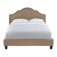 All-in-One Upholstered Bed Toffee Fabric Queen