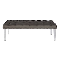 Button Tufted Upholstered Bed Bench in Luxor Flannel