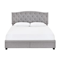Transitional King Tufted Storage Bed in Glacier