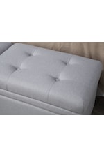 Accentrics Home Accent Seating Transitional Beige Hinged Top Button Tufted Storage Bed Bench
