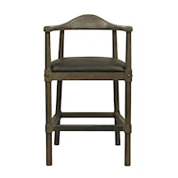 Curved Back Wooden Farmhouse Counter Stool