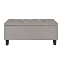 Transitional Storage Bench with Diamond Tufted Seat in Glacier