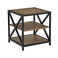 Rustic Industrial End Table with Storage
