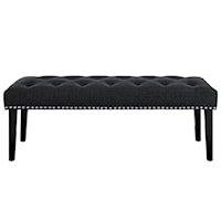 Diamond-Tufted Upholstered Bench in Charcoal Black