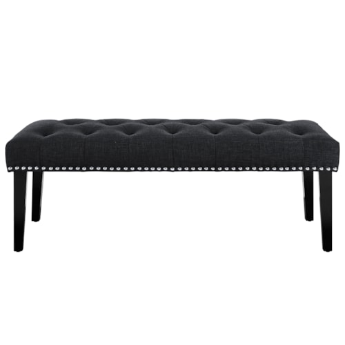 Diamond-Tufted Upholstered Bench in Charcoal Black
