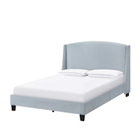 Transitional Shelter Style Upholstered Wingback Queen Bed in Jasper