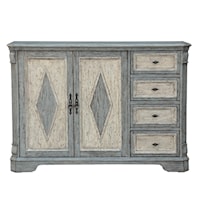 Two-Tone Farmhouse Server with Two Doors and Four Drawers
