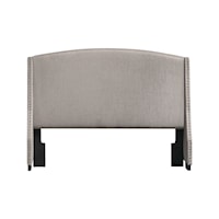 Shelter Style Upholstered Wingback King Headboard in Storm Grey