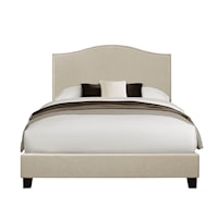 Queen All-In-One Upholstered Bed in Beige